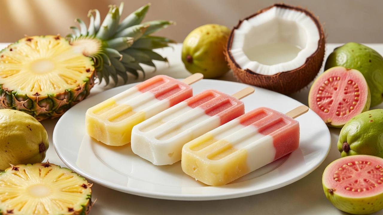 Receta de paletas de yogur congelado tropical (3 pasos)